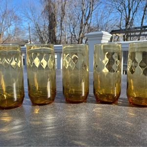 Amber Textured Glass Tumbler - Set of 5